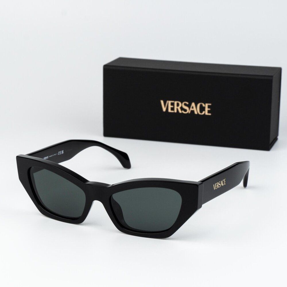 Versace Women Sunglasses Black Grey Cat Eye VE4488U GB1/87 NEW AUTHENTIC